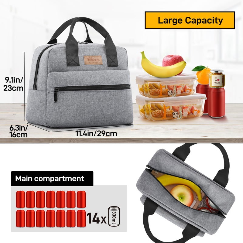 HOMESPON Insulated Lunch Bag for Women Men Lunch Box Cooler Lunch Tote for Work Picnic (Grey) - Image 3